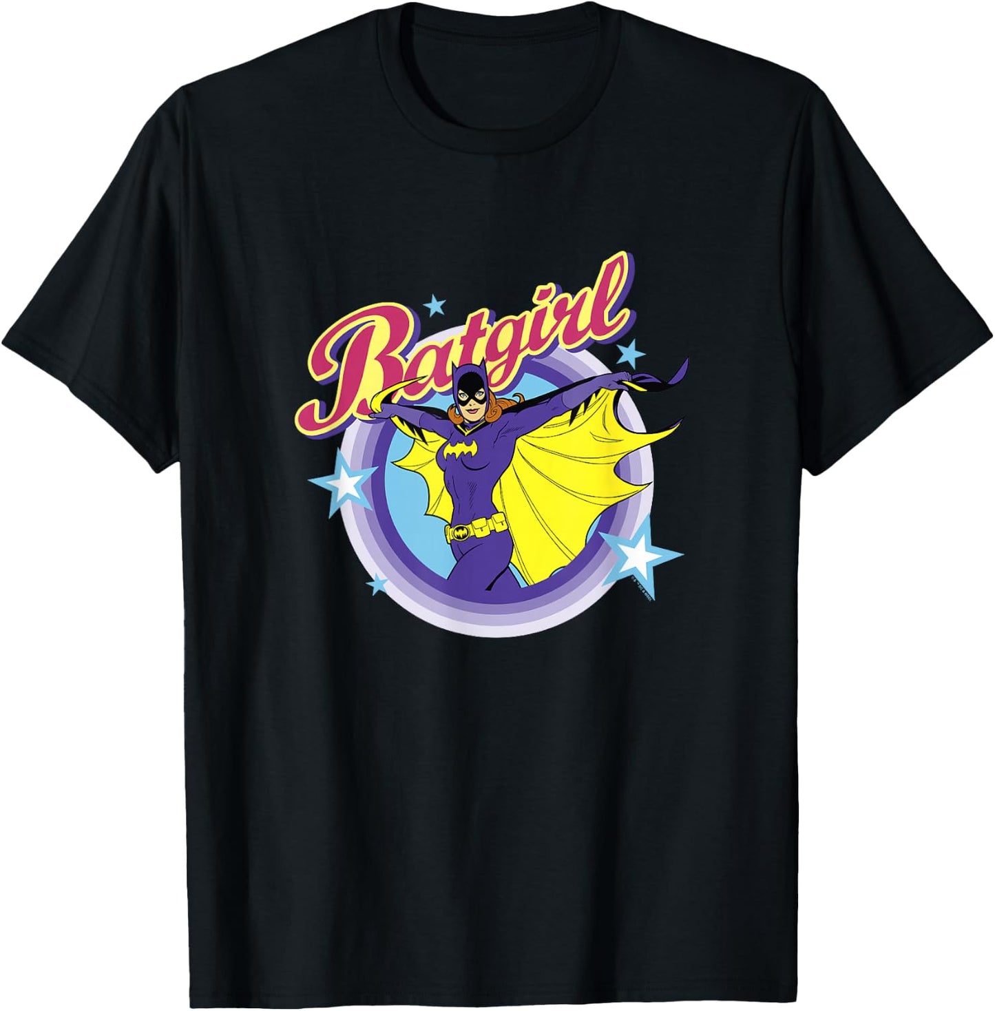 Batman Batgirl Epic Colorful 70's Style Big Chest Portrait T-Shirt - T-Shirt | Black