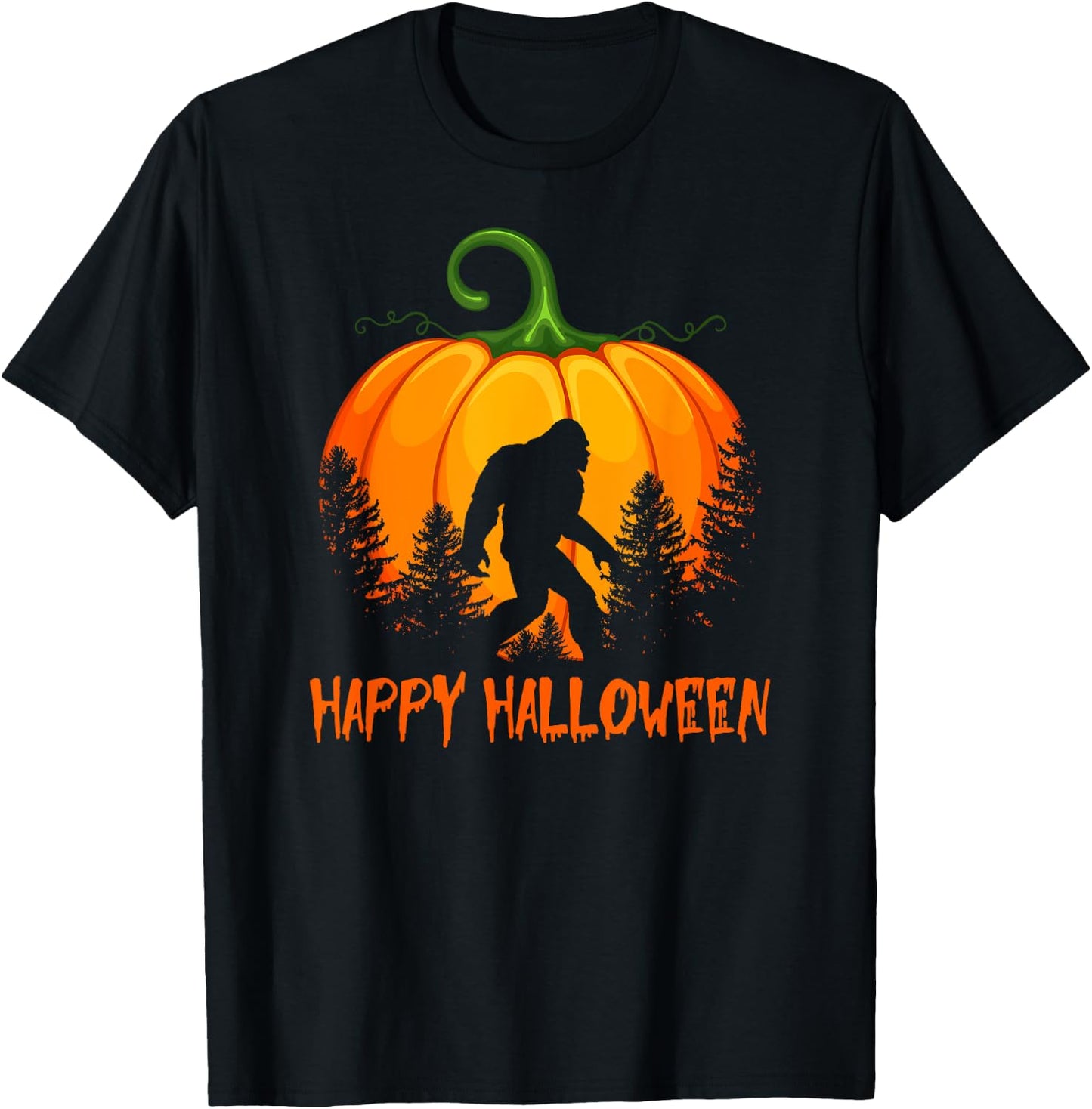 Vintage Bigfoot Pumpkin Halloween T-Shirt - T-Shirt | Black