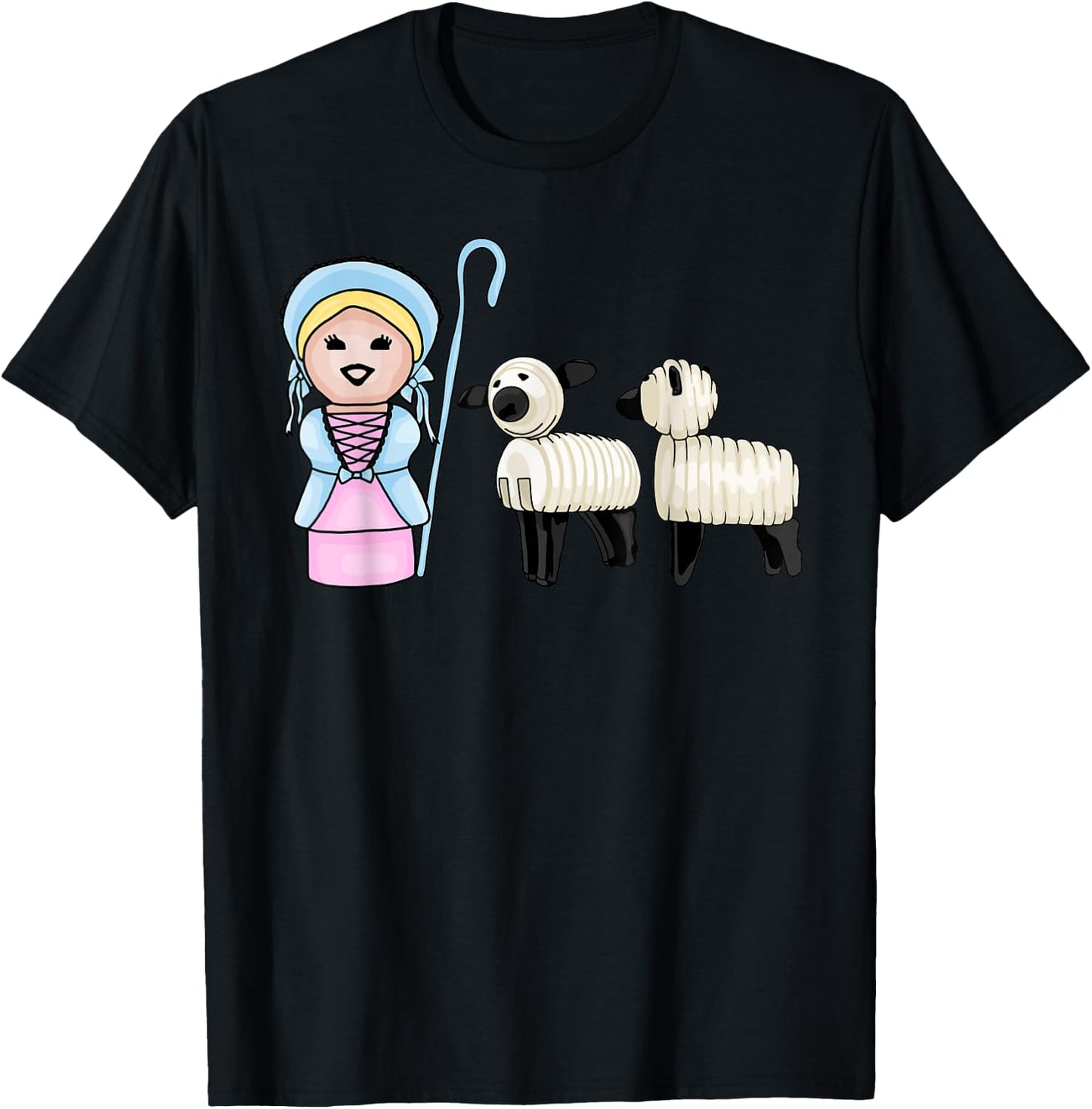 Little Bo Peep and Her Little Sheep T-Shirt - T-Shirt | Black