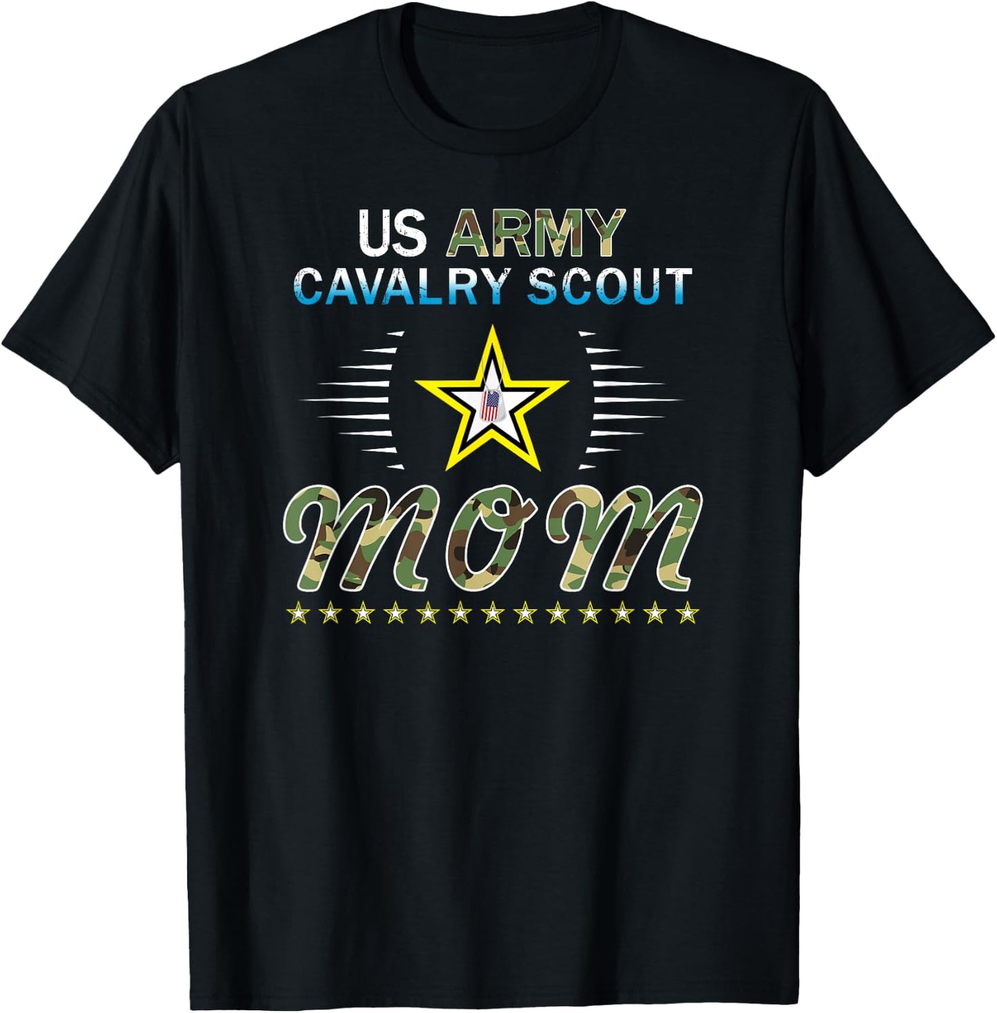 Proud Army Mom-Proud Army Cavalry Scout Mom Camouflage Army T-Shirt - T-Shirt | Black