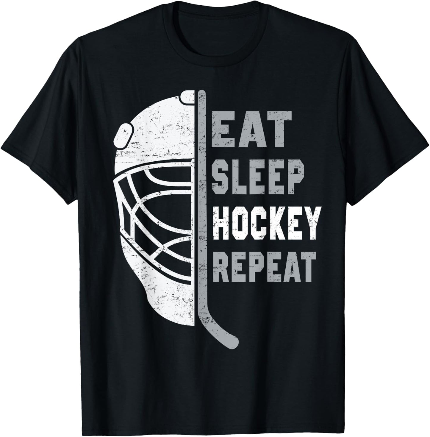 Eat Sleep Hockey Repeat Hockey Lovers Kids Youth Women T-Shirt - T-Shirt | Black