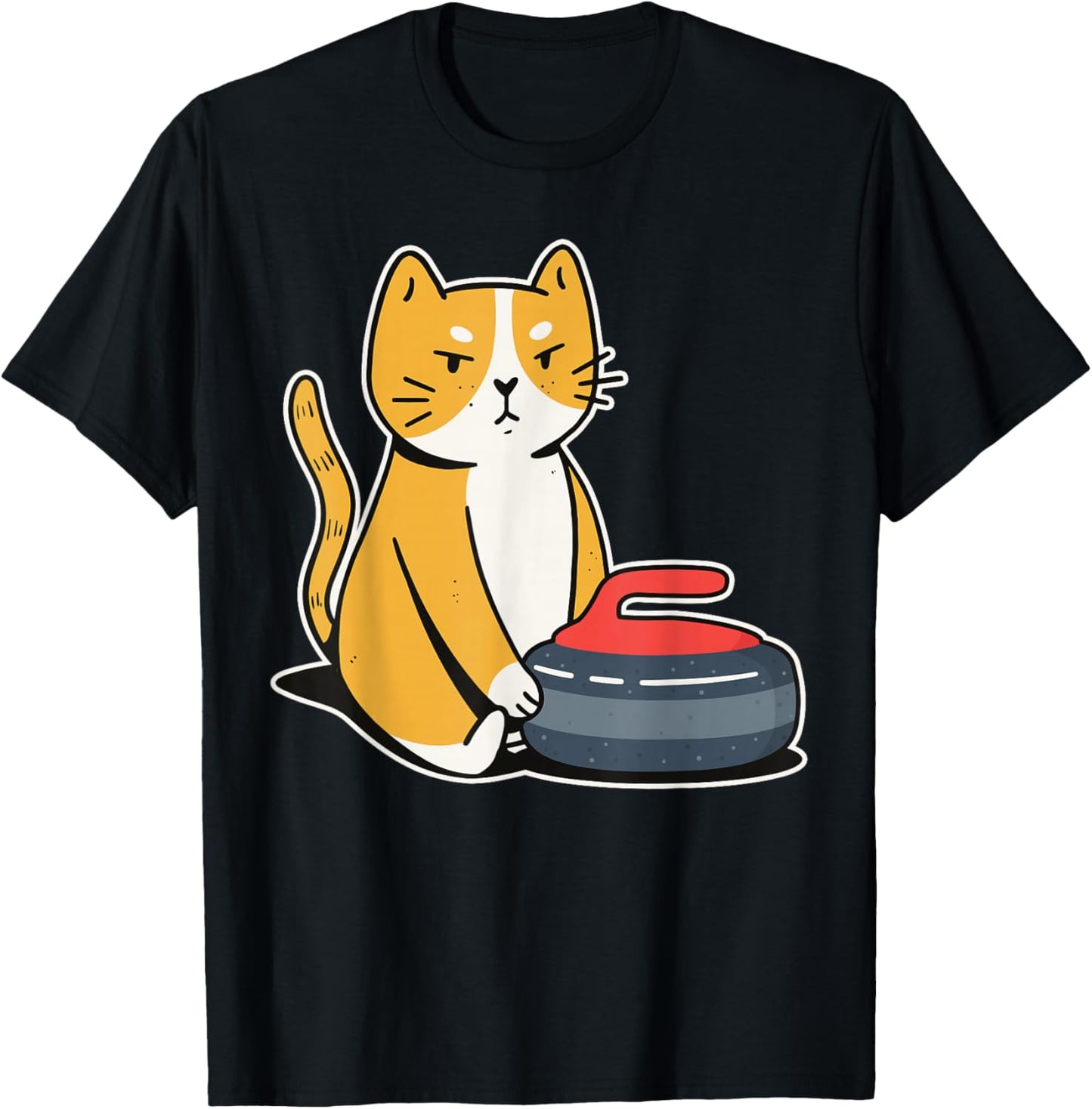 Curler Cat I Cat Curling I Curling Player T-Shirt - T-Shirt | Black