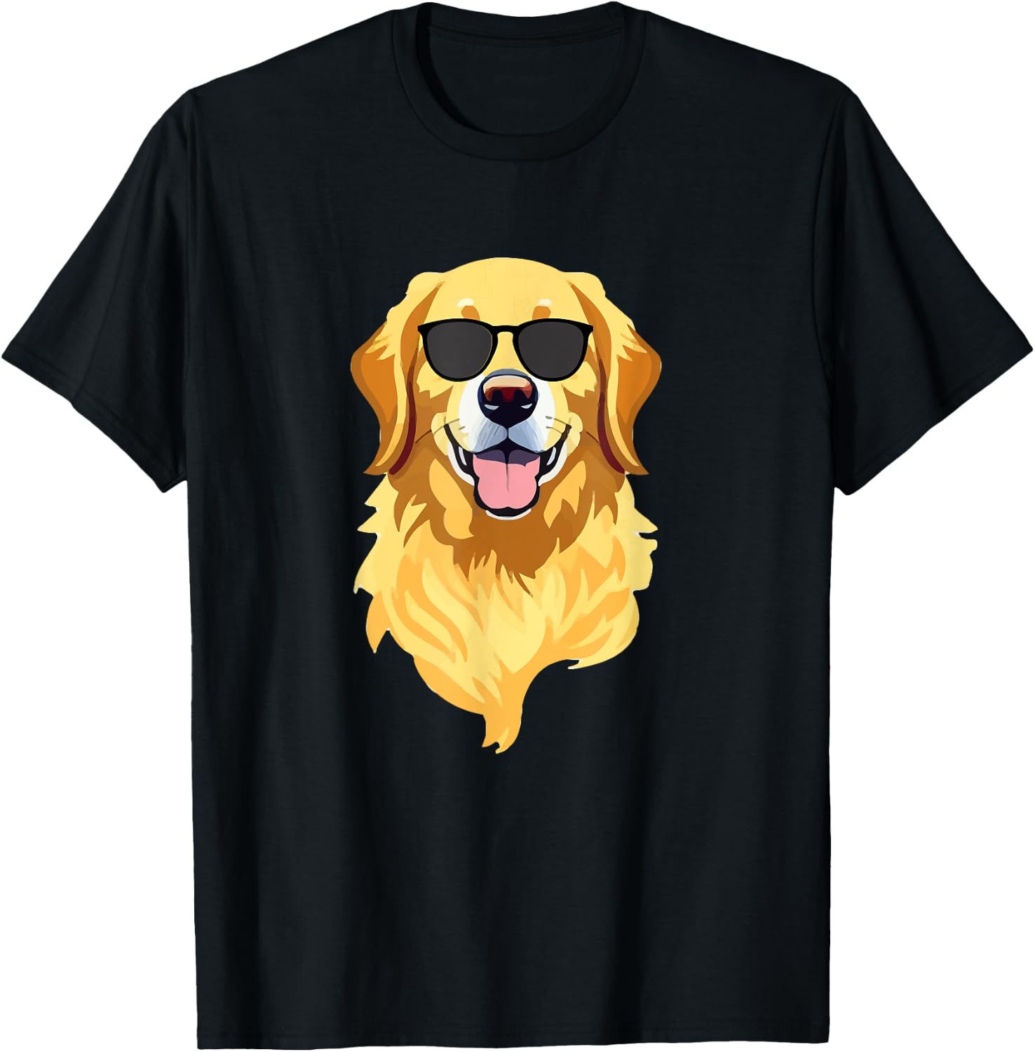 Funny Golden Retriever Wearing Sunglasses Cute Dog Lover T-Shirt - T-Shirt | Black