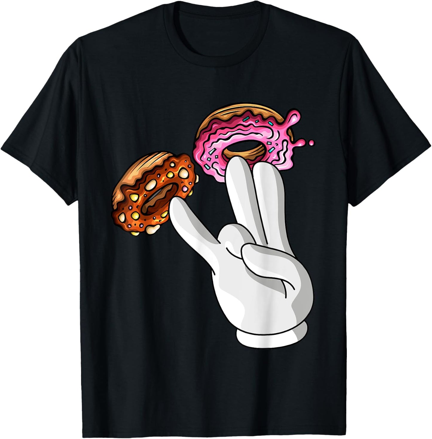 Funny Donut Lover Two In Pink Funny Shocker Men Women T-Shirt - T-Shirt | Black