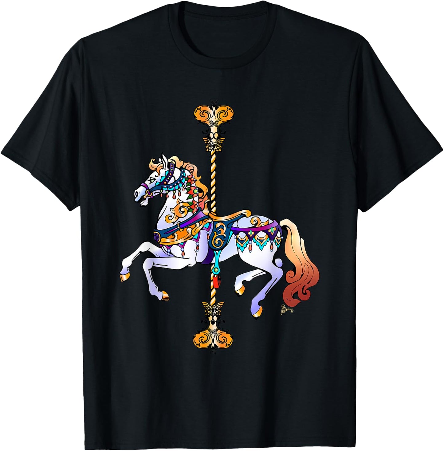 Carnival Carousel Horse Design T-Shirt - T-Shirt | Black
