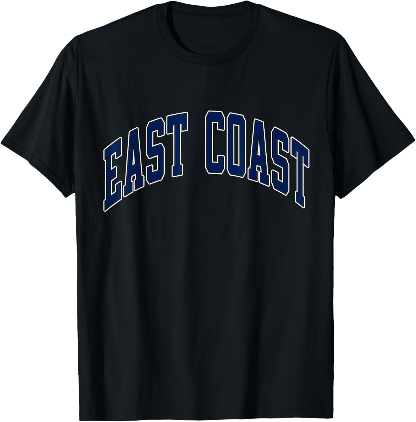 East Coast Varsity Style Navy Text T-Shirt - T-Shirt | Black