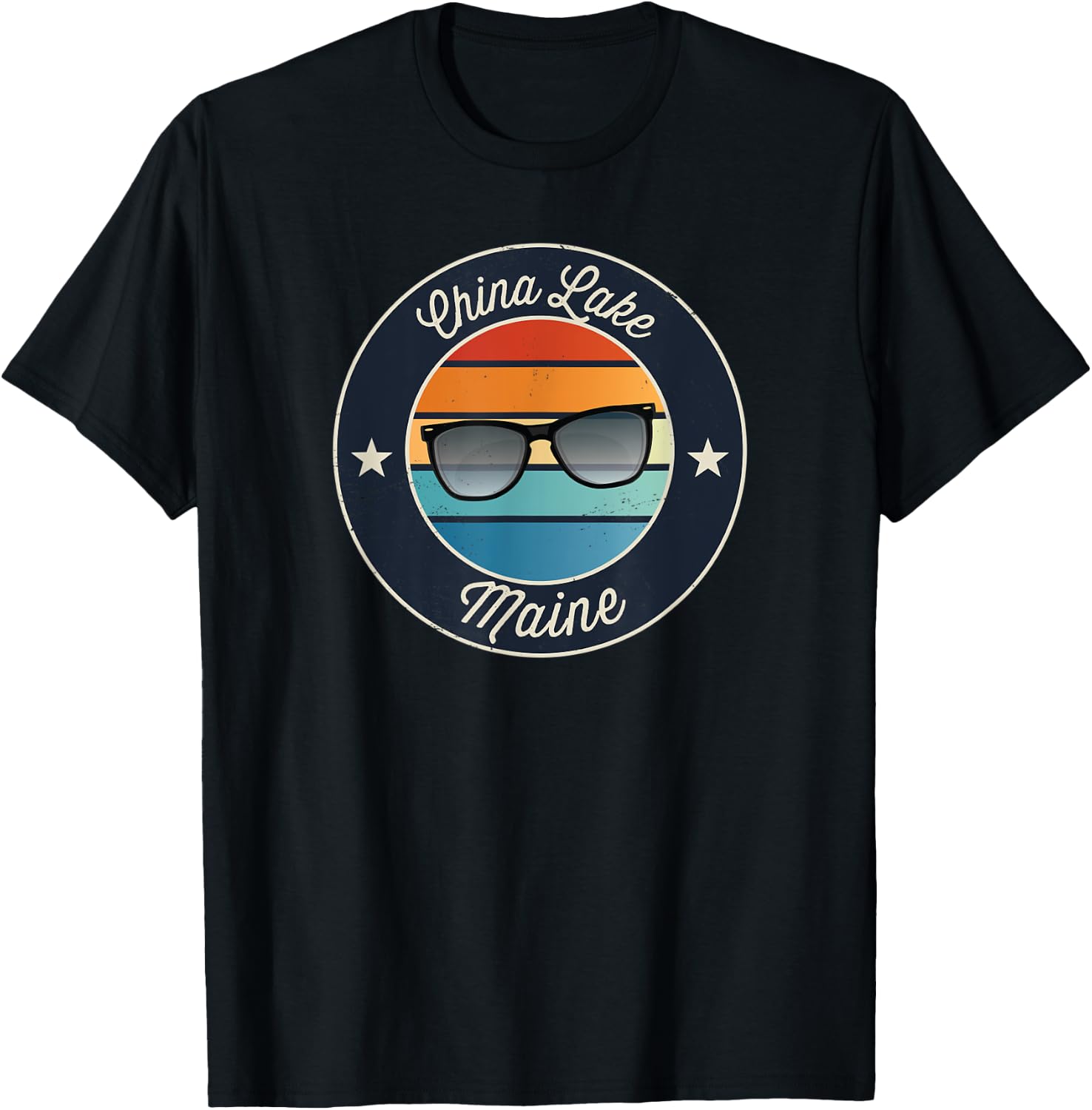 China Lake - Maine Souvenir T-Shirt - T-Shirt | Black