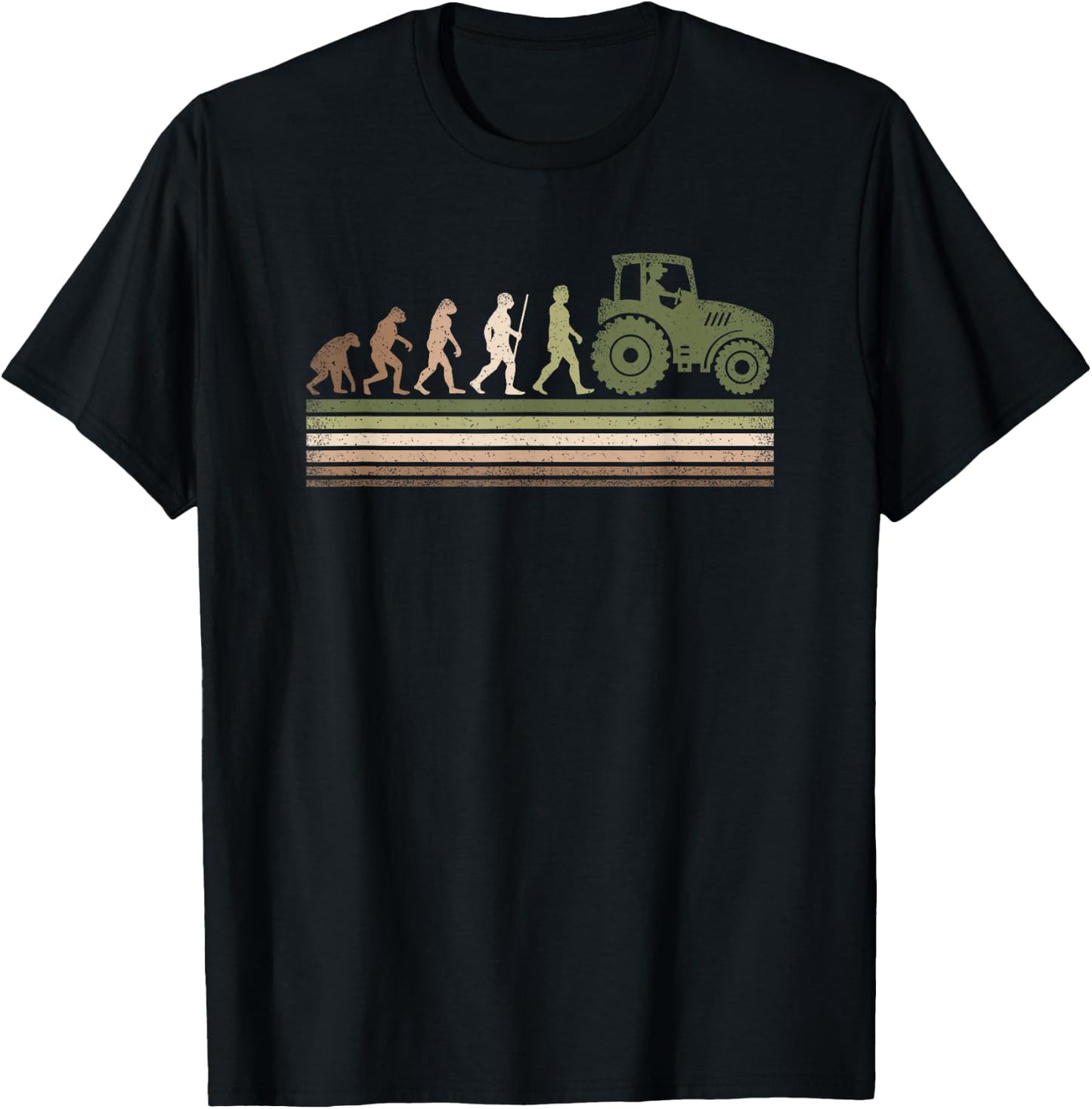 Funny Retro Evolution Tractor Farmer Farming Agriculture Men T-Shirt - T-Shirt | Black
