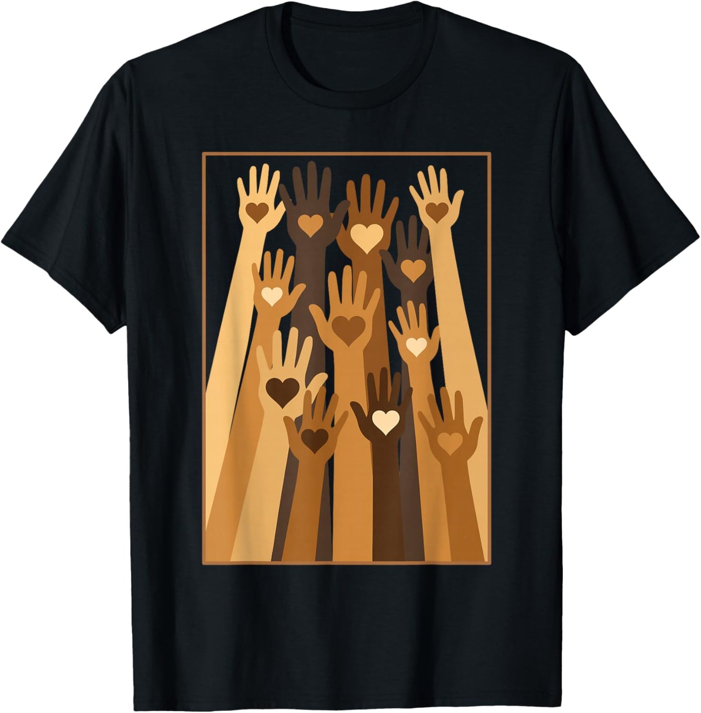 Melanin Hand Hearts Black History Month BLM African American T-Shirt - T-Shirt | Black