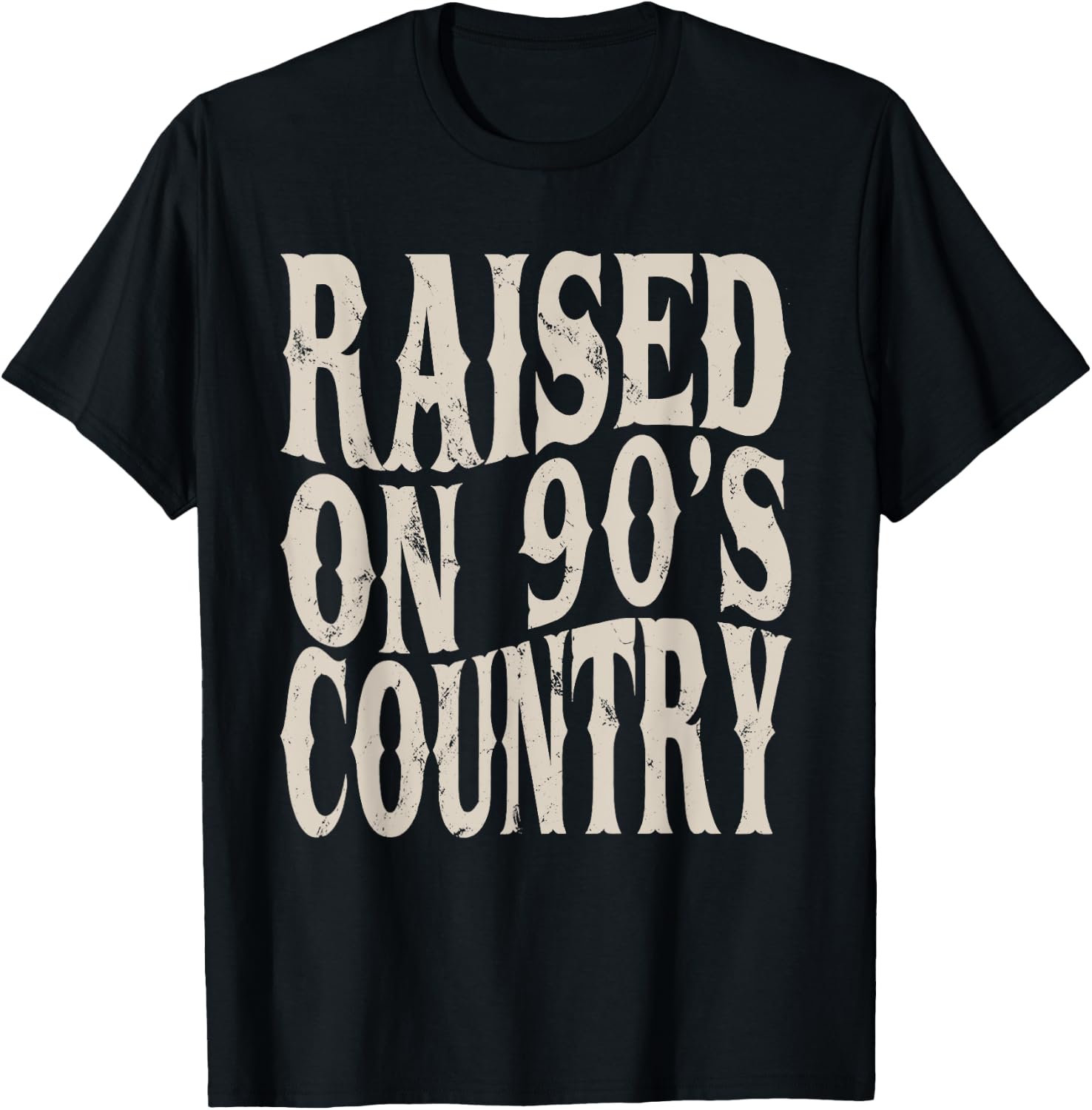 Raised On 90's Country Music Funny Vintage Retro Western T-Shirt - T-Shirt | Black