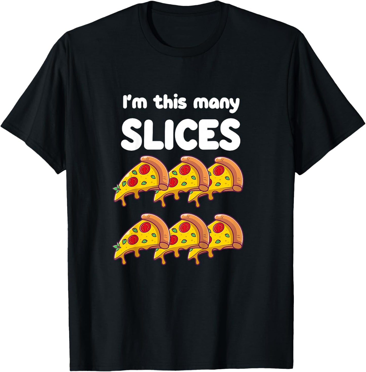 Cute Pizza 6th Birthday I'm This Many Slices 6-Year-Old T-Shirt - T-Shirt | Black