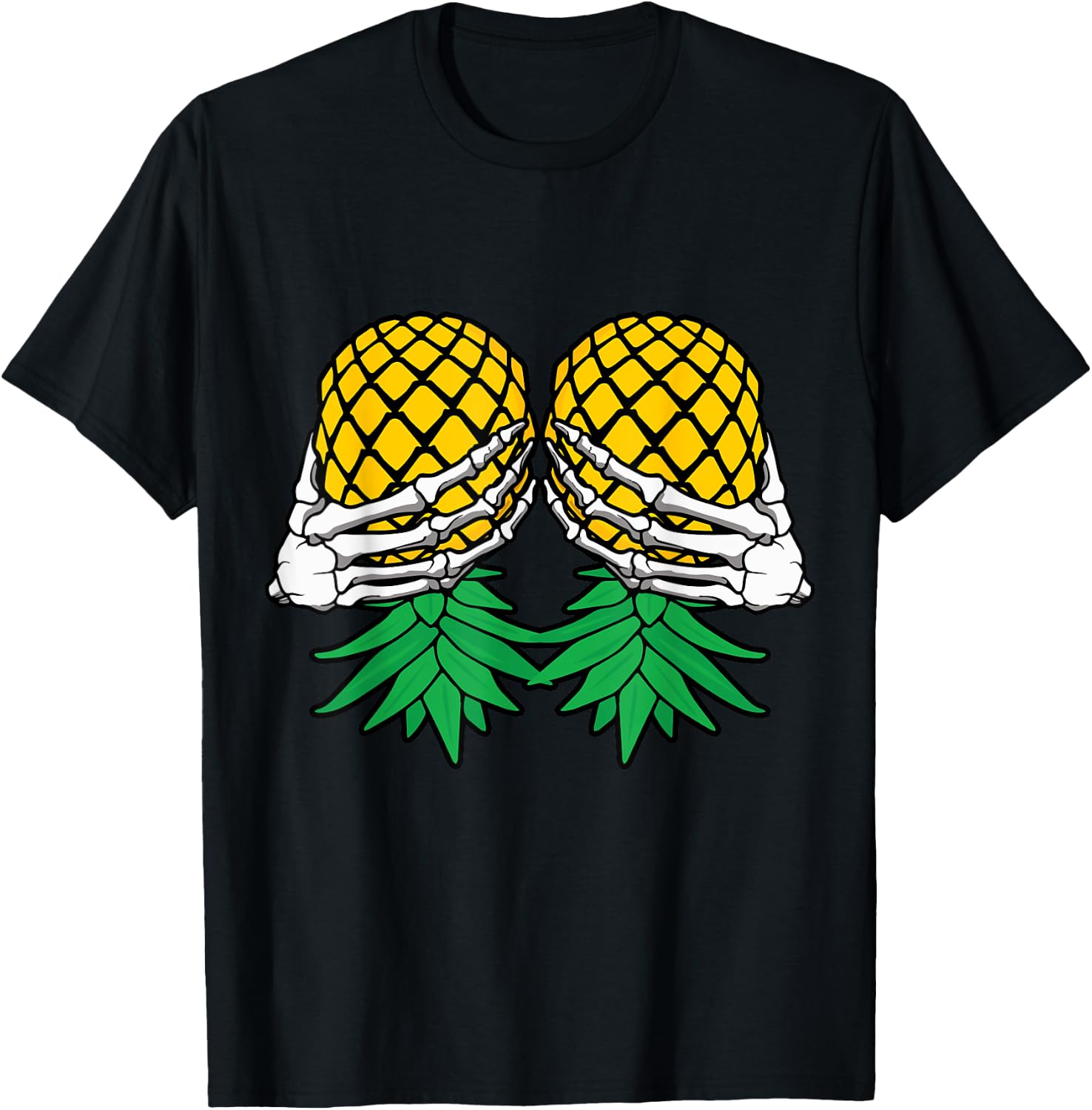 Halloween Boob Upside Down Pineapple Swinger Skeleton Hand T-Shirt - T-Shirt | Black