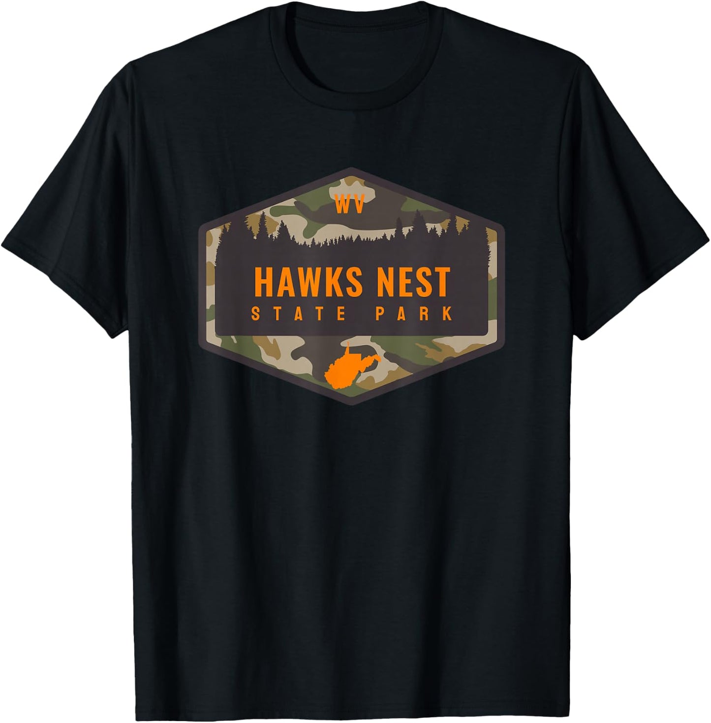 Hawks Nest State Park West Virginia WV Camouflage Vacation T-Shirt - T-Shirt | Black