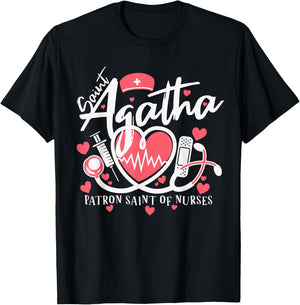 St Agatha Patron Saint of Nurses National Nurses Day Week T-Shirt - T-Shirt | Black