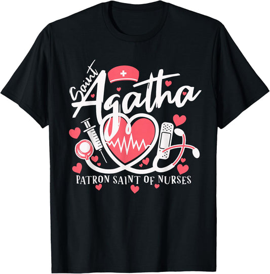 St Agatha Patron Saint of Nurses National Nurses Day Week T-Shirt - T-Shirt | Black