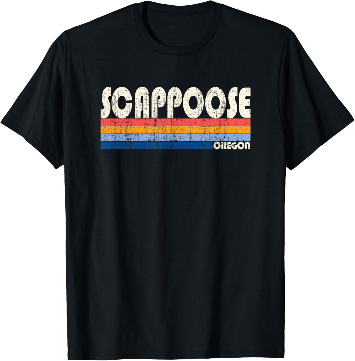 Vintage Retro 70s 80s Style Hometown of Scappoose, OR T-Shirt - T-Shirt | Black