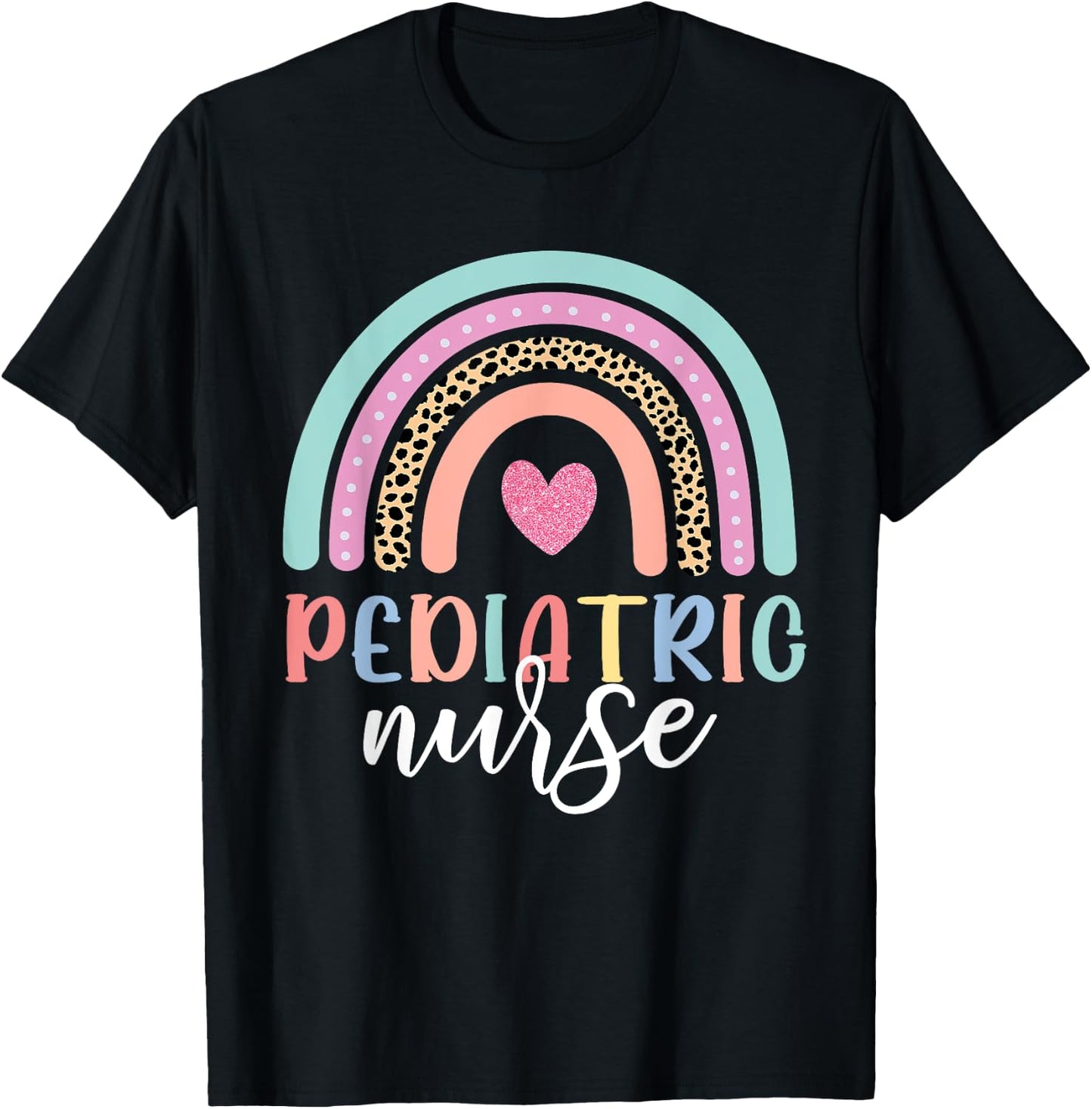 Cute Pediatric Nure Peds Nurse Nursing School Team Rainbow T-Shirt - T-Shirt | Black