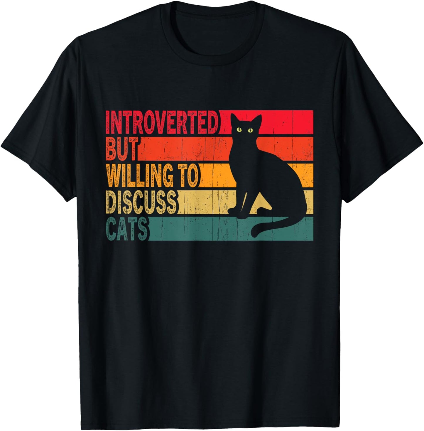 Introverted But Willing To Discuss Cats Vintage Cat Lover Women T-Shirt - T-Shirt | Black