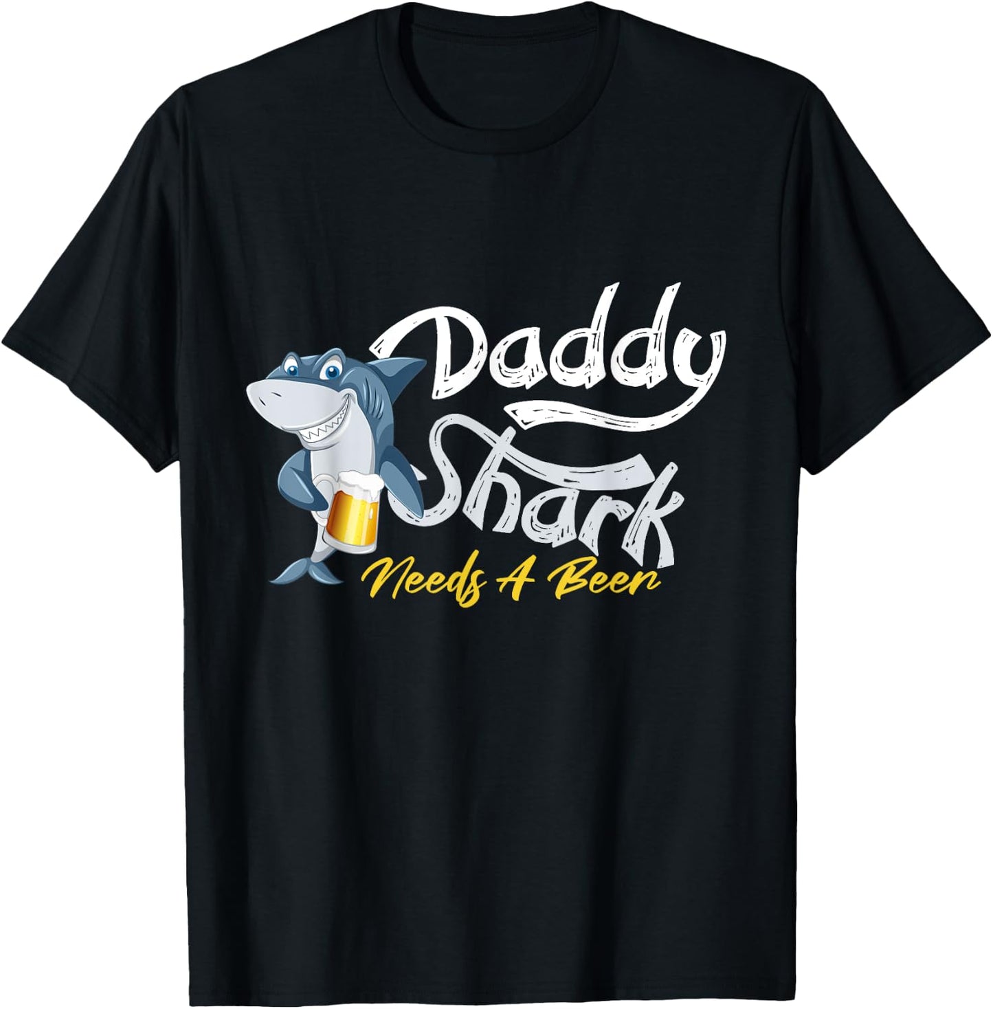 Daddy Shark Needs A Beer Funny T-Shirt - T-Shirt | Black