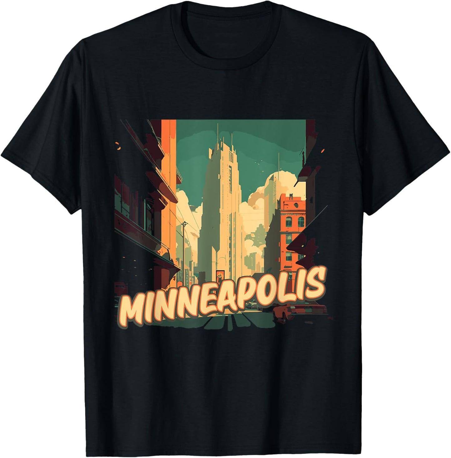 Minneapolis Retro Twin Cities Vintage US Cities Traveling T-Shirt - T-Shirt | Black