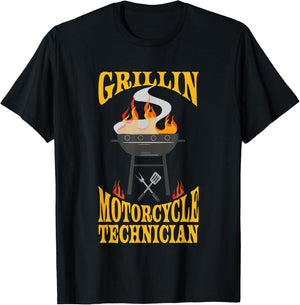 Motorcycle Technician BBQ Grill Smoker & Barbecue Chef T-Shirt - T-Shirt | Black