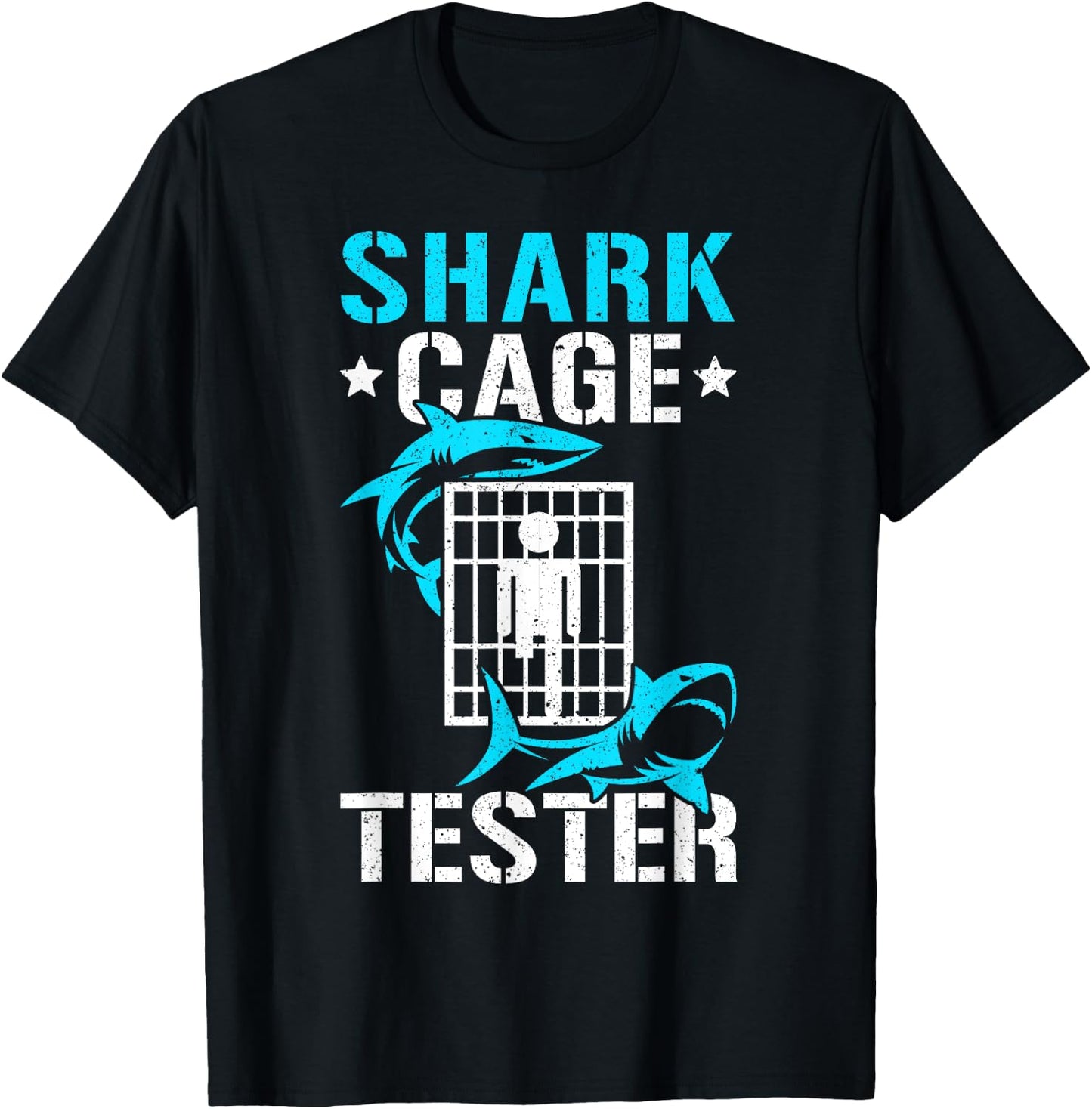 Leg Prosthetic Amputation Vintage Shark Cage Tester T-Shirt - T-Shirt | Black