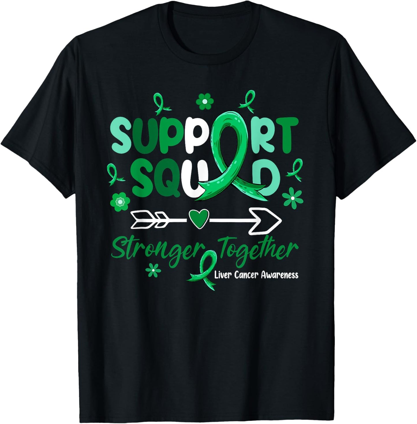 Groovy Support Squad Green Ribbon Liver Cancer Awareness T-Shirt - T-Shirt | Black