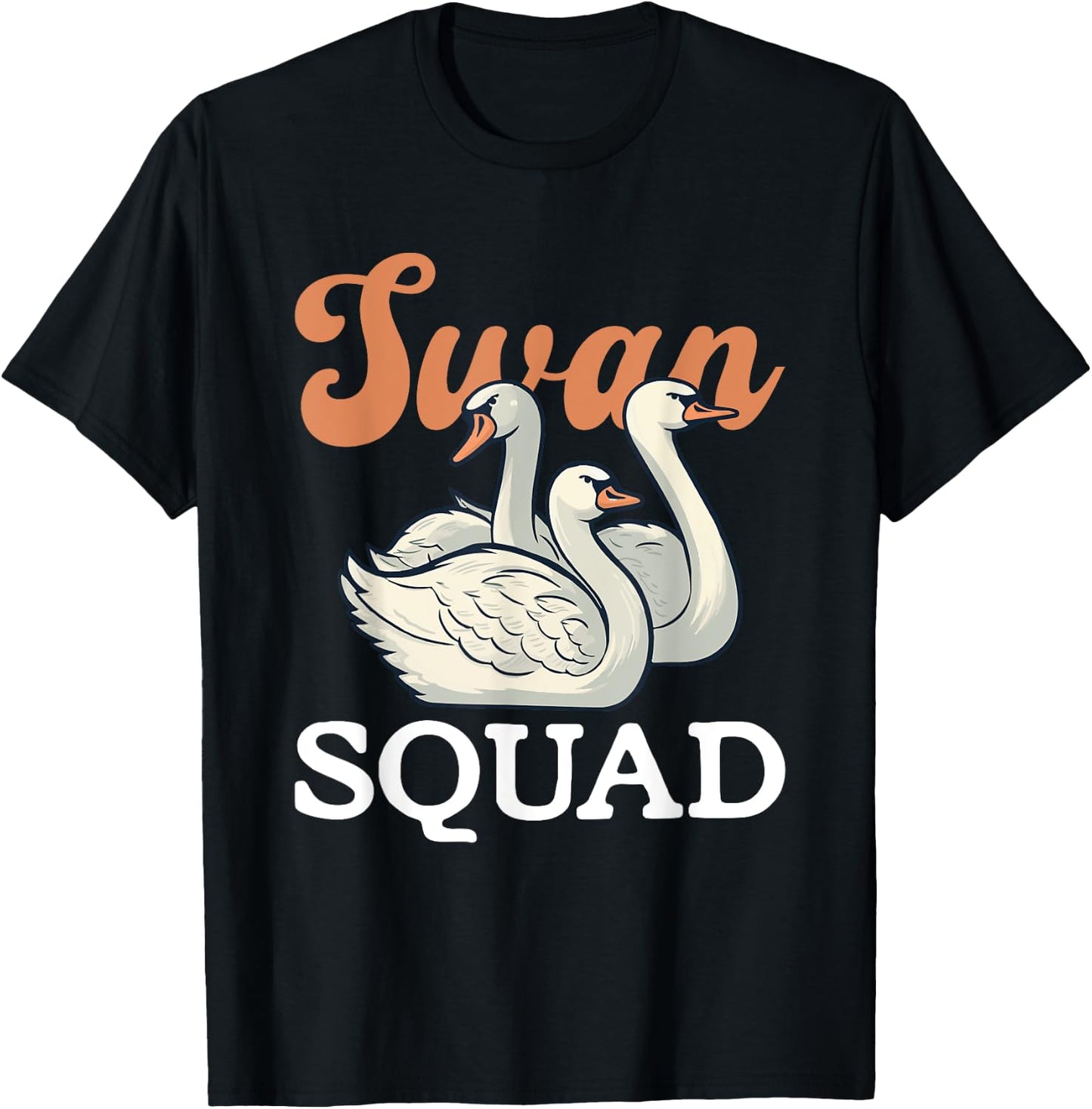 Swan Squad Nature Lover Wildlife Forest Animals T-Shirt - T-Shirt | Black