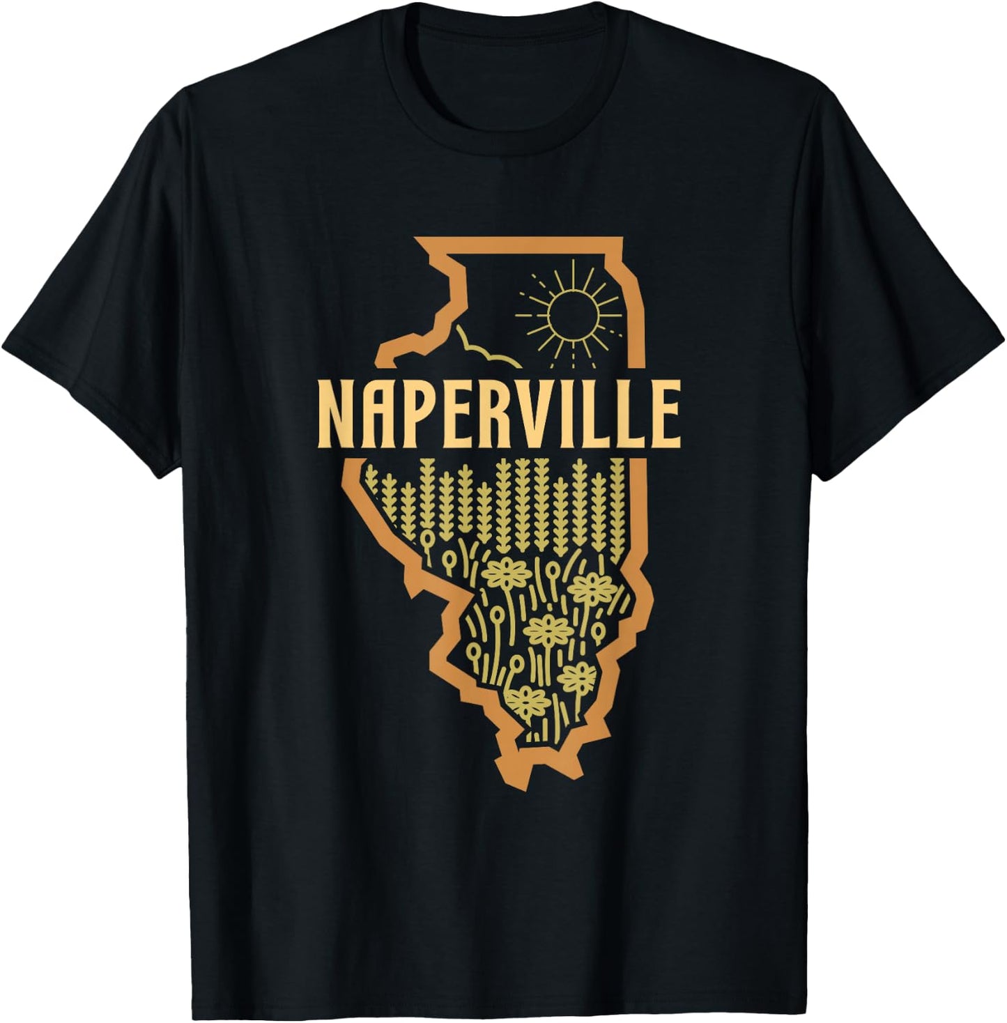 Naperville Illinois (IL) Prairie Landscape Graphic T-Shirt - T-Shirt | Black