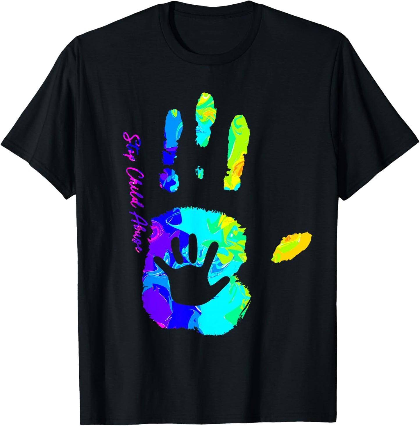 Stop Child Abuse Shirts Tie Dye Child Abuse Awareness Month T-Shirt - T-Shirt | Black
