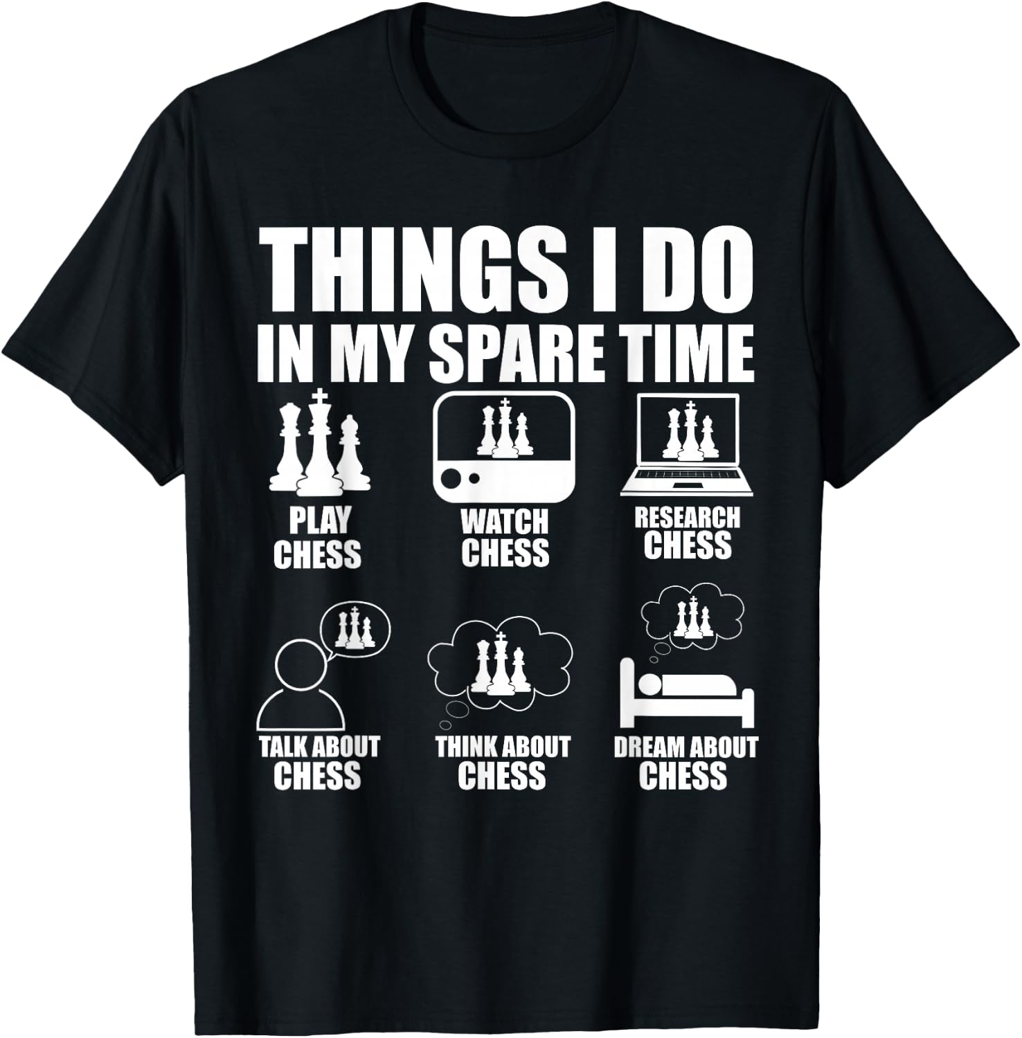 Things I Do In My Spare Time Chess Player Boys Funny Chess T-Shirt - T-Shirt | Black