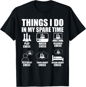 Things I Do In My Spare Time Chess Player Boys Funny Chess T-Shirt - T-Shirt | Black