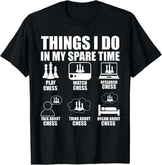 Things I Do In My Spare Time Chess Player Boys Funny Chess T-Shirt - T-Shirt | Black