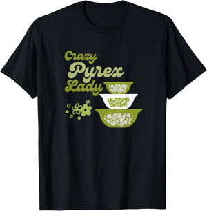 Crazy Pyrex Lady Spring Blossom Vintage Kitchen Collector T-Shirt - T-Shirt | Black