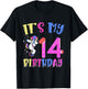 Kids It's My 14 Birthday Dabbing Unicorn Pony 14th Birthday T-Shirt - T-Shirt | Black