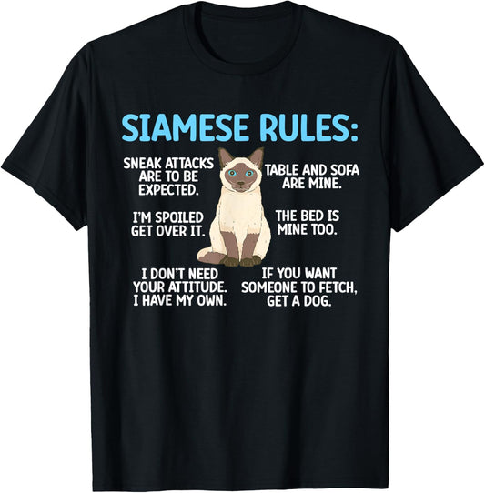Siamese Rules Siamese Cat Owner Siamese Lover T-Shirt - T-Shirt | Black