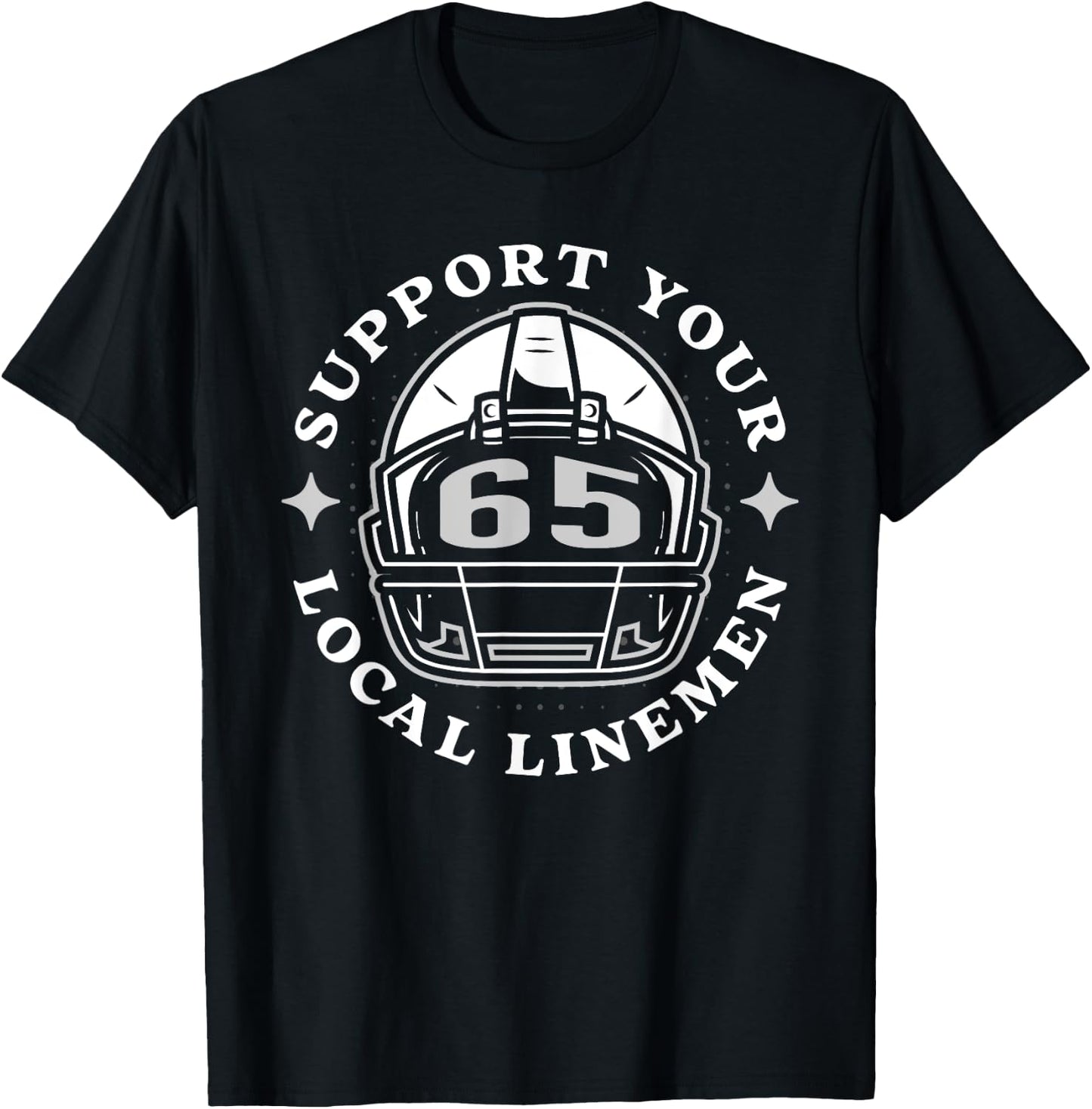 # 65 Funny Football Lineman Linemen O Line D Offense Defense T-Shirt - T-Shirt | Black