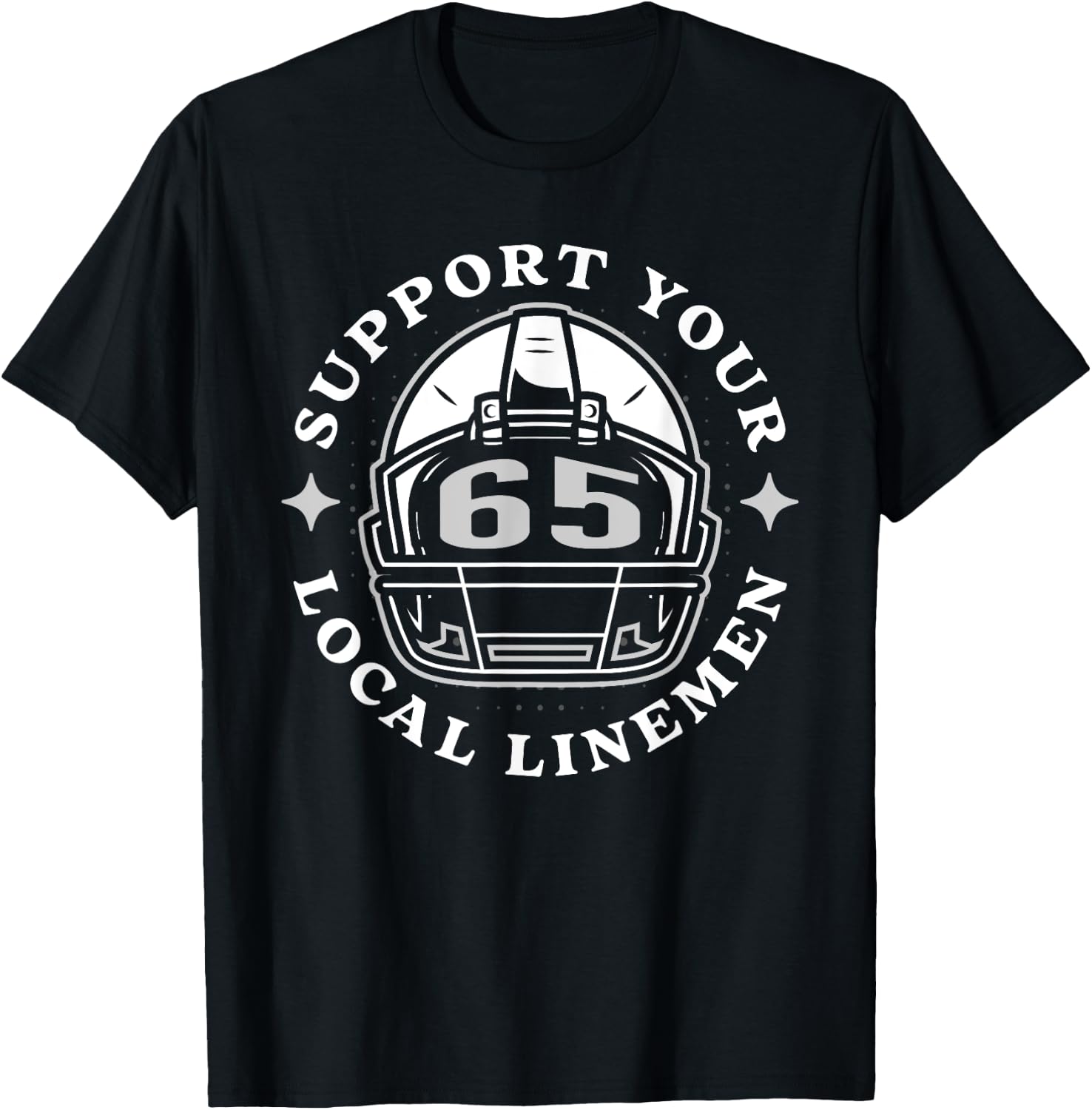 # 65 Funny Football Lineman Linemen O Line D Offense Defense T-Shirt - T-Shirt | Black
