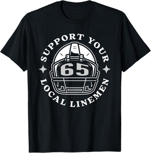 # 65 Funny Football Lineman Linemen O Line D Offense Defense T-Shirt - T-Shirt | Black