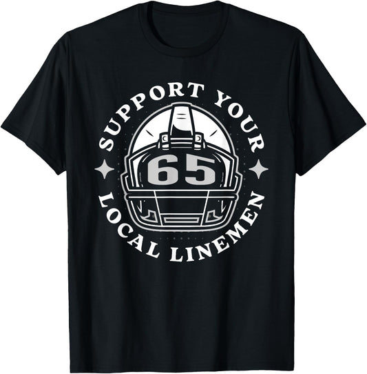 # 65 Funny Football Lineman Linemen O Line D Offense Defense T-Shirt - T-Shirt | Black