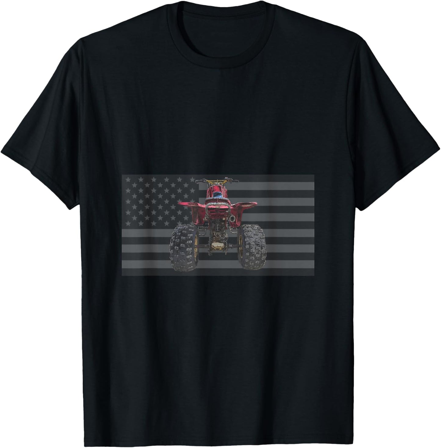 Vintage Three Wheeler American Flag ATC ATV Retro 3 Wheeler T-Shirt - T-Shirt | Black
