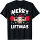 Funny Merry Liftmas Weightlifters Christmas Gym Workout T-Shirt - T-Shirt | Black