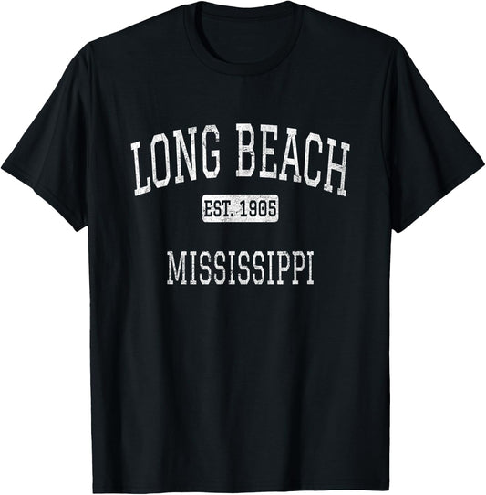 Long Beach Mississippi MS Vintage T-Shirt - T-Shirt | Black