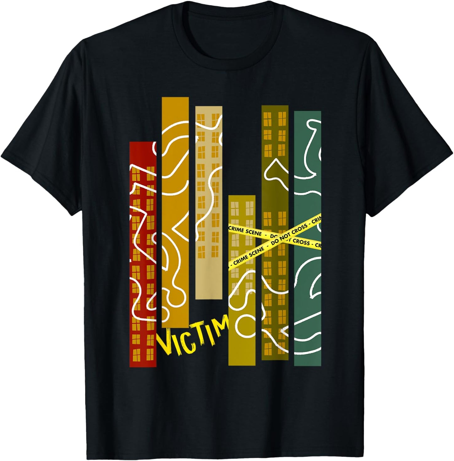Crime Scene Victim Murder Mystery Dinner Chalk Outline T-Shirt - T-Shirt | Black