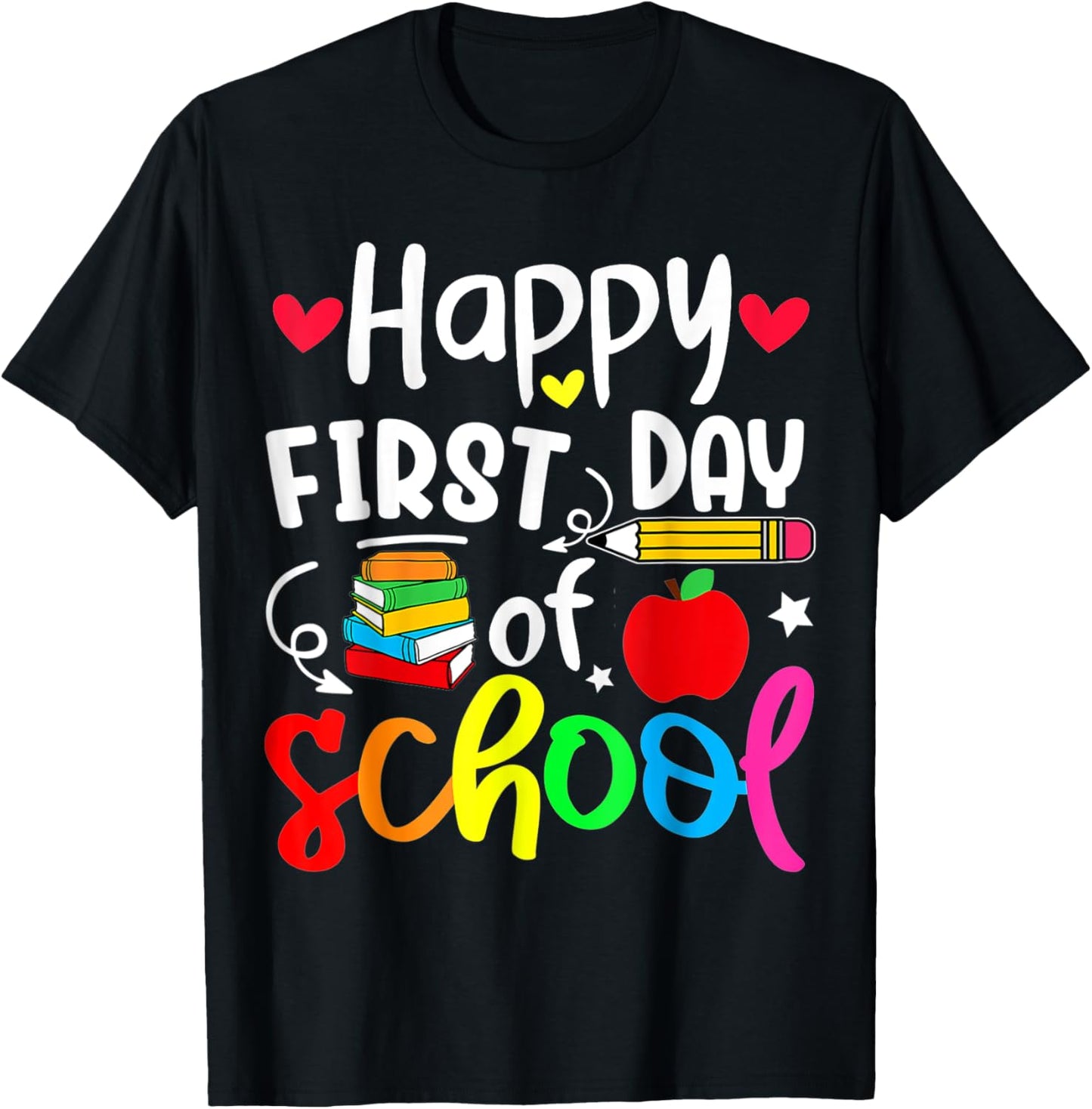 Back To School Happy First Day Of School Student Teacher Women Kids T-Shirt - T-Shirt | Black