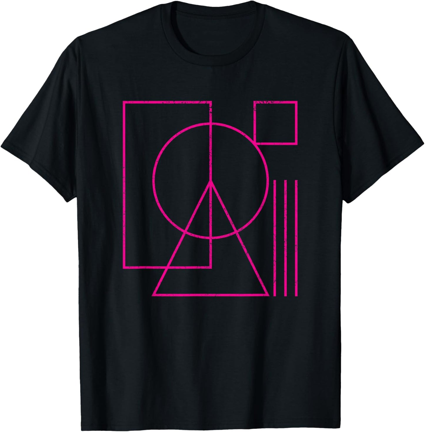 Geometric Rectangle Circle Triangle Square Shape Lines Peace T-Shirt - T-Shirt | Black
