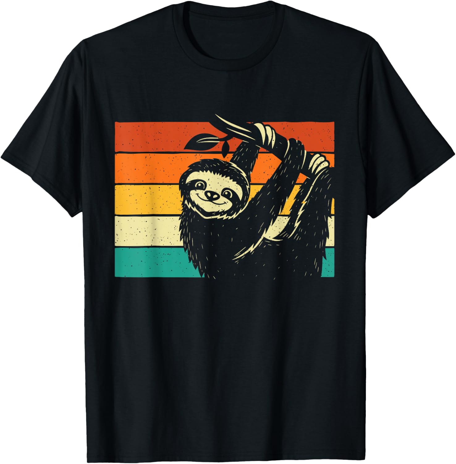 Retro Vintage Hanging Sloth - Nature Animal Lover Zookeeper T-Shirt - T-Shirt | Black