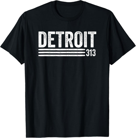 Detroit Vintage Men's Detroit 313 Apparel T-Shirt - T-Shirt | Black