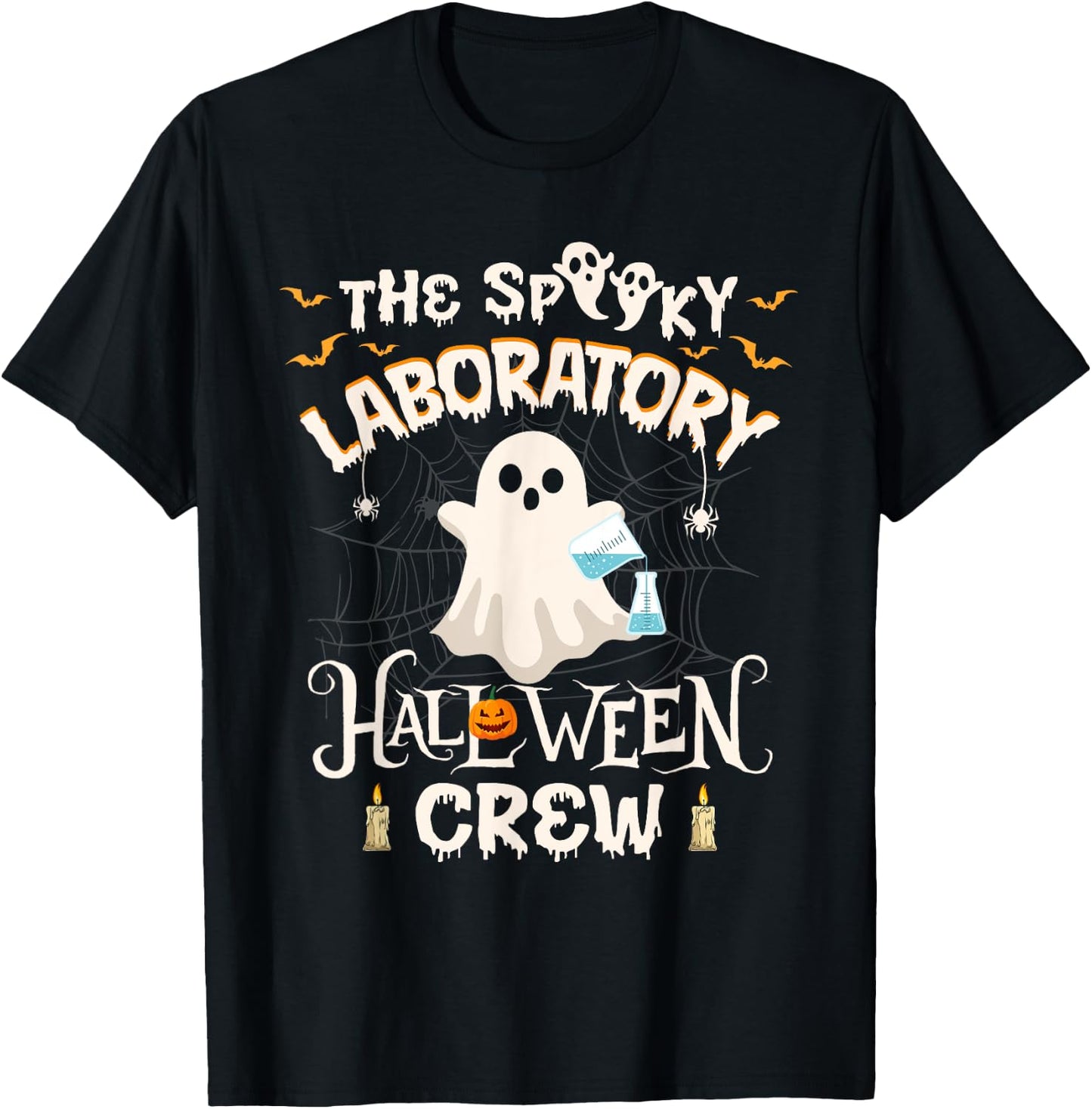 Funny Ghost The Spooky Laboratory Halloween Crew Lab Tech T-Shirt - T-Shirt | Black