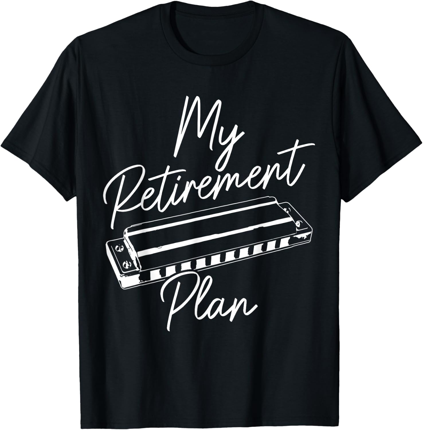 Harmonica Player My Retirement Plan Blues Music Vintage T-Shirt - T-Shirt | Black
